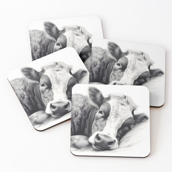 Item preview, Black and white Cow pencil drawing designed and sold by Pencil-Art.