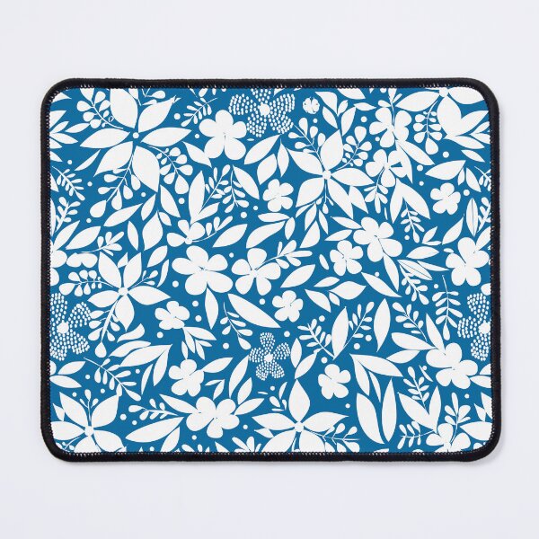 Item preview, white and blue floral pattern maiolic style designed and sold by PerlaDesignArt.