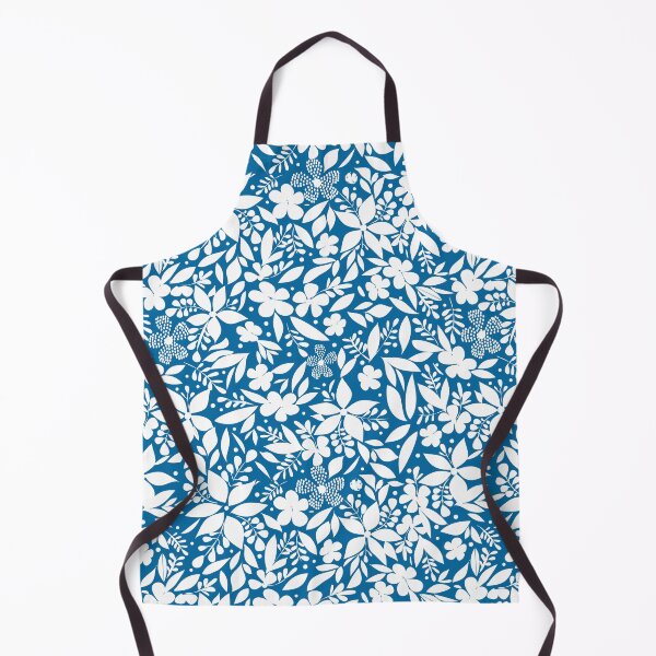 Item preview, white and blue floral pattern maiolic style designed and sold by PerlaDesignArt.