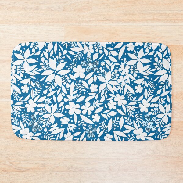 Item preview, white and blue floral pattern maiolic style designed and sold by PerlaDesignArt.