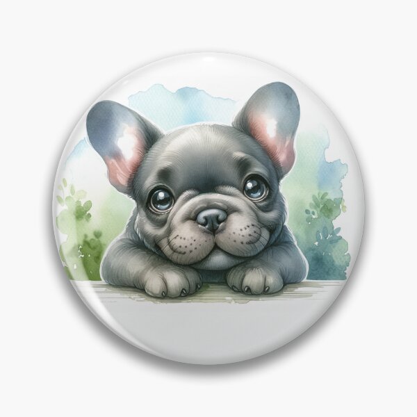 Item preview, A heartwarming watercolor illustration of a gray French Bulldog, gazing lovingly with big, expressive eyes. designed and sold by Aaron Morris.