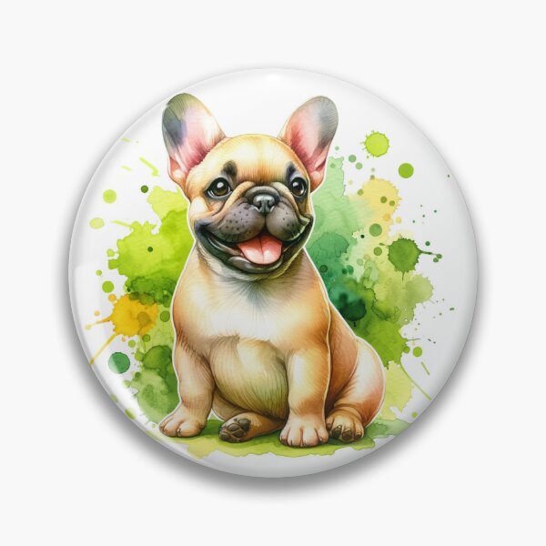 Item preview, A charming watercolor depiction of a fawn-colored French Bulldog, sitting happily. designed and sold by Aaron Morris.