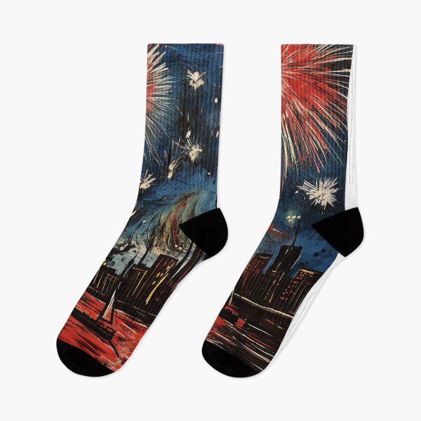 Item preview, Fireworks colorful travel vintage graphics designed and sold by wonderfulpark.