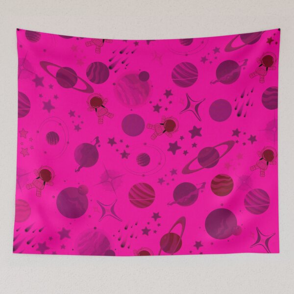 Item preview, planets colour pink outer space planet galaxy stars pattern designed and sold by DesignYourWaystore.