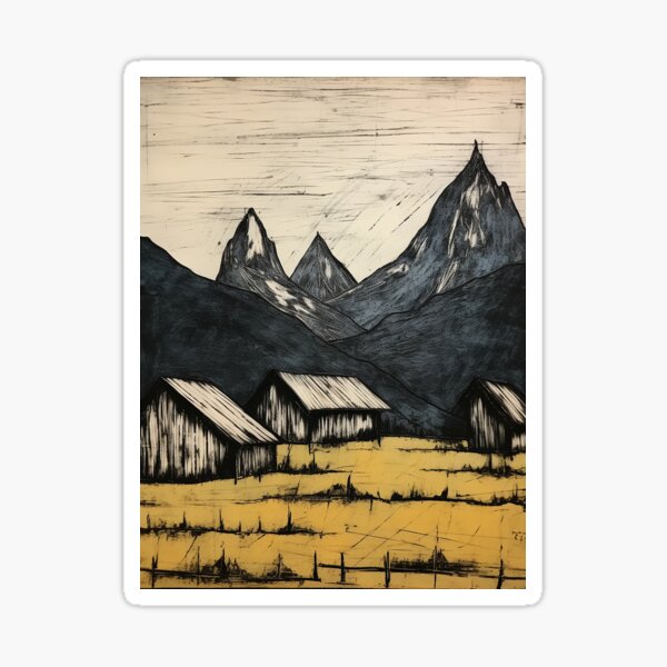 Item preview, Mountain peaks colorful travel vintage graphics designed and sold by wonderfulpark.