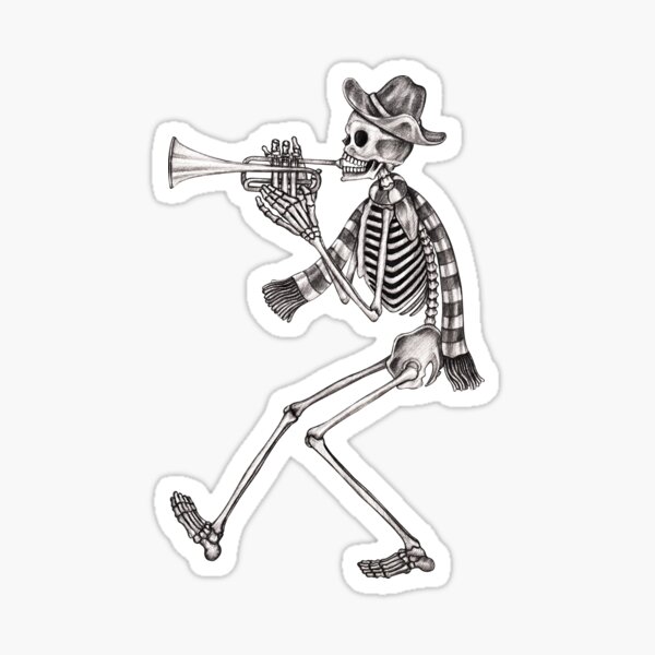 Item preview, Sugarskull playing trumpet celebration day of the dead. designed and sold by Jiewsurreal.