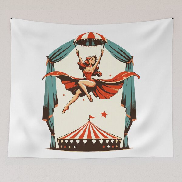 Item preview, Circus girl give show on flying trapeze designed and sold by TomFrontierArt.