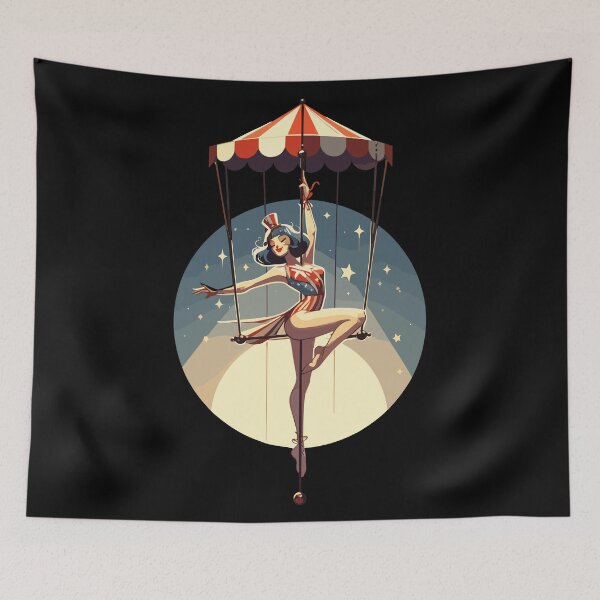 Item preview, Circus girl give show on flying trapeze designed and sold by TomFrontierArt.