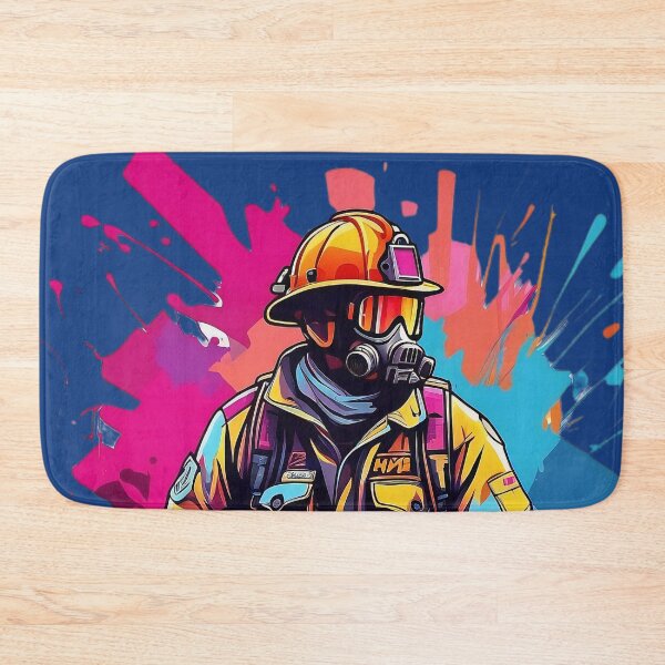 Item preview, Brave Guardian: Firefighter's Valour in Vibrant Hues designed and sold by ArtComixHaven.