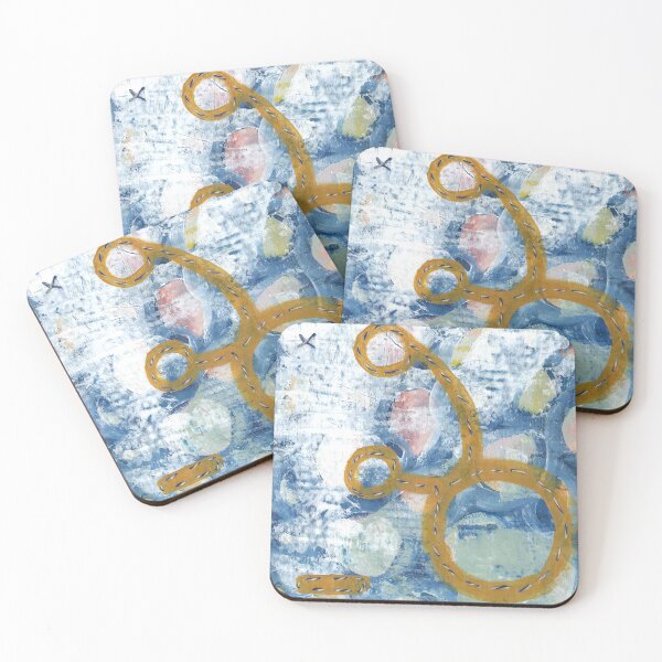 Item preview, Art Acrylic artwork abstract mix media stitches designed and sold by ArtFromK.