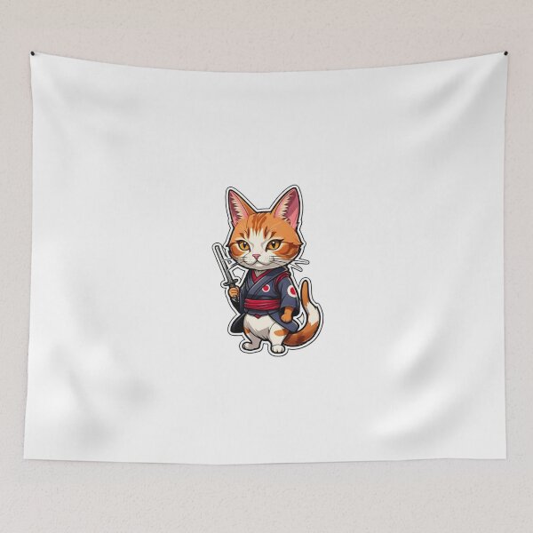 Item preview, Cute Cinnamon cat assassin samurai in Japan designed and sold by KorArtStudio.
