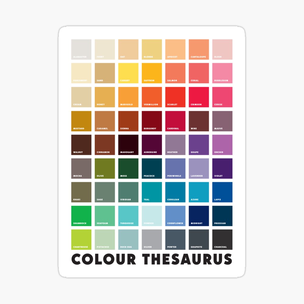 Color thesaurus  Paint color chart, Color names chart, Color mixing chart