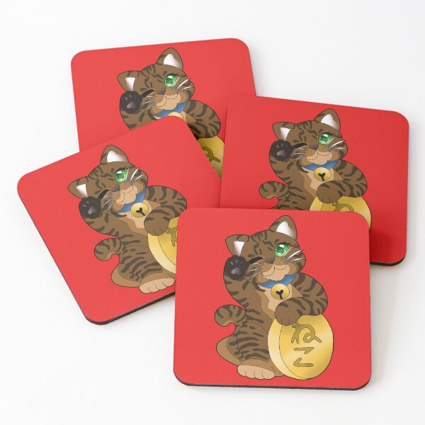 Item preview, Brown Tabby Maneki Neko Green Eyes Eyes Blue Collar designed and sold by Xyluxus.