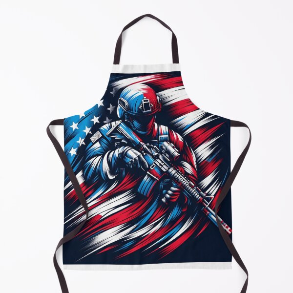 Item preview, American soldier wearing a helmet and carrying an assault gun designed and sold by Red, White & Blue Glory.