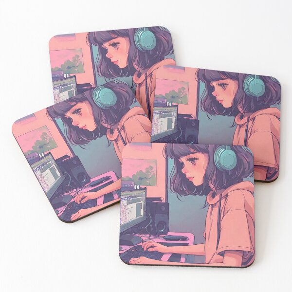 Item preview, lofi girl on her computer designed and sold by cherry by hs (coucou).
