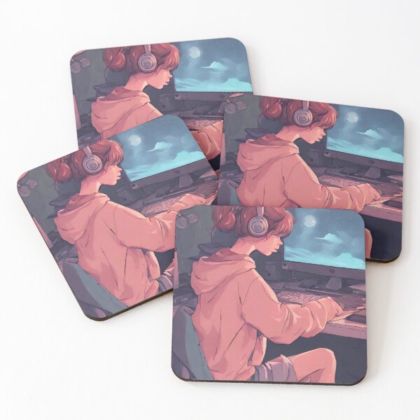 Item preview, lofi girl on her computer designed and sold by cherry by hs (coucou).