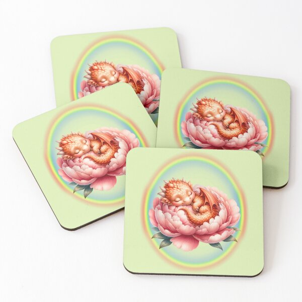 Item preview, Baby Dragon asleep among the flowers, fantasy magic designed and sold by LoneAngel.