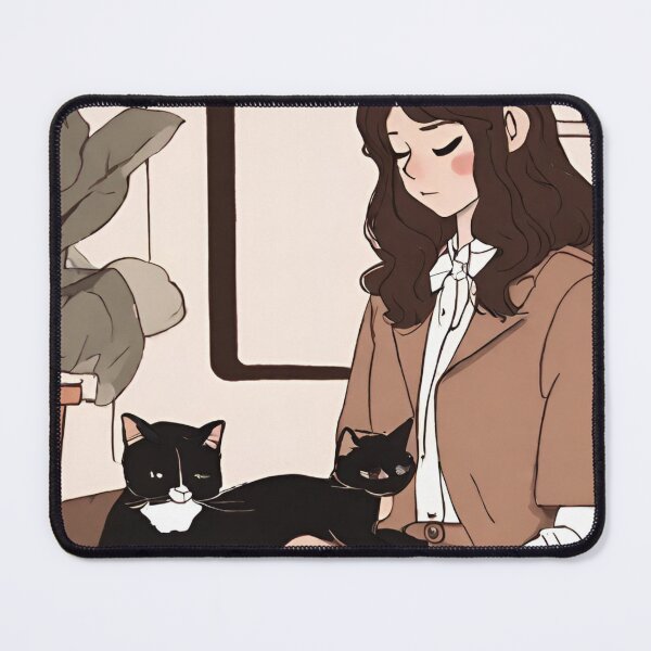 Item preview, lofi girl on her computer and her cat designed and sold by cherry by hs (coucou).