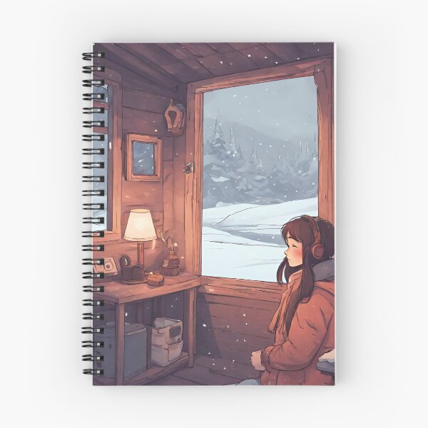Item preview, lofi girl in a winter cabin designed and sold by cherry by hs (coucou).