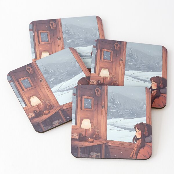 Item preview, lofi girl in a winter cabin designed and sold by cherry by hs (coucou).