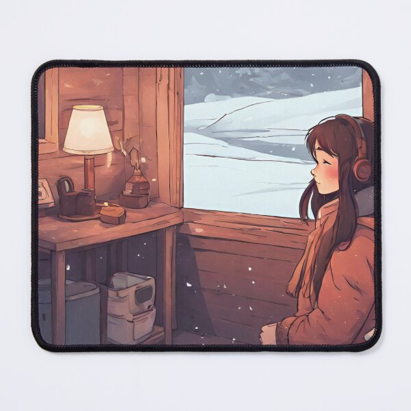 Item preview, lofi girl in a winter cabin designed and sold by cherry by hs (coucou).