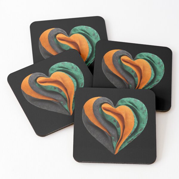 Item preview, Abstract Heart Aesthetic Valentine Mint Green Orange Fabric Slow designed and sold by Lelijo.