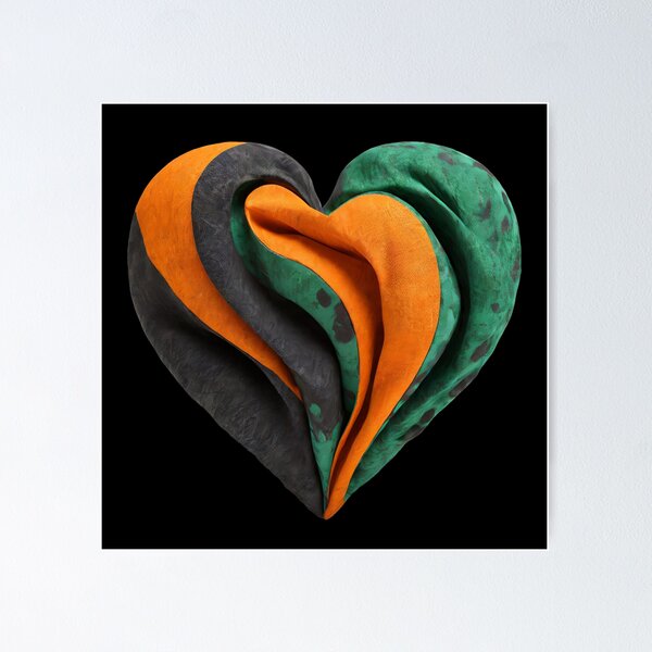 Item preview, Abstract Heart Aesthetic Valentine Mint Green Orange Fabric Slow designed and sold by Lelijo.