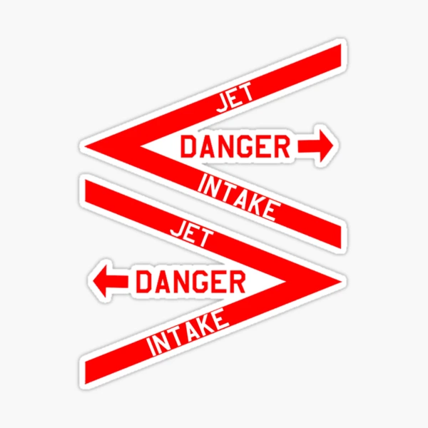 DANGER Jet Intake, Jet Fighter warning sign 2 Sides Grey 2 Tones