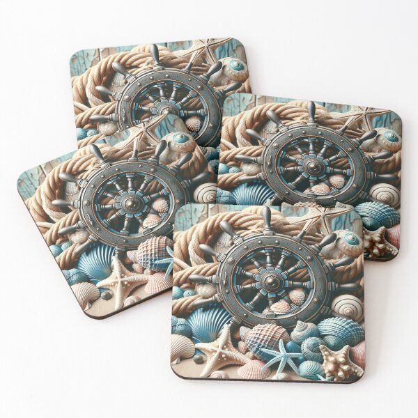 Item preview, Rustic Nautical Wheel and Seashell designed and sold by glowarya.
