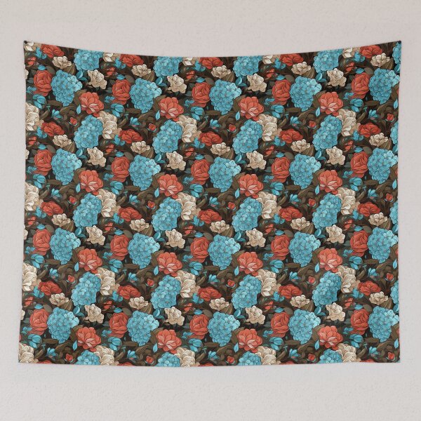 Item preview, Hydrangea Tile 29: Blue Skies and Pastel Puffs Dancing in Nature's Confetti Bowl designed and sold by TheBrainArt.