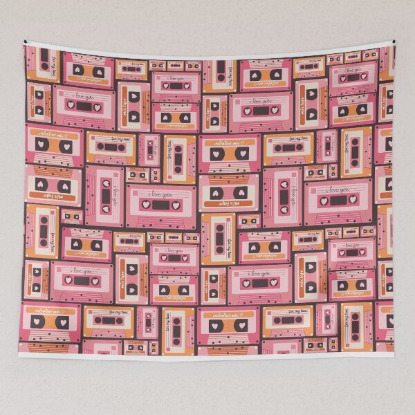 Item preview, Retro Valentine Groovy Vibes Cassette Pattern designed and sold by graphicmeyou.