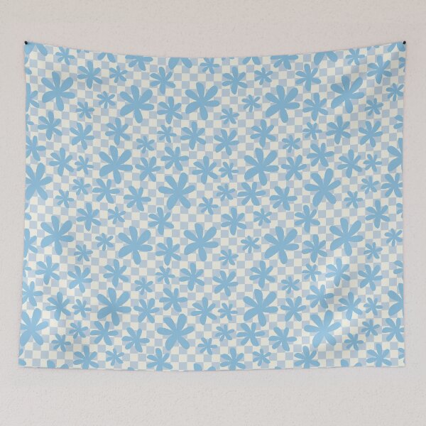 Item preview, CHECKERBOARD BLUE SMALL MINI CHECKERED FLOWERS designed and sold by blomastudios.
