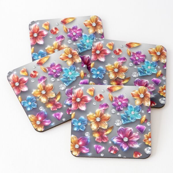 Item preview, Diamond flowers on a gray background designed and sold by SweetRossel.