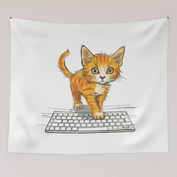 Item preview, Cute Cat on Keyboard designed and sold by MadSwellDesigns.