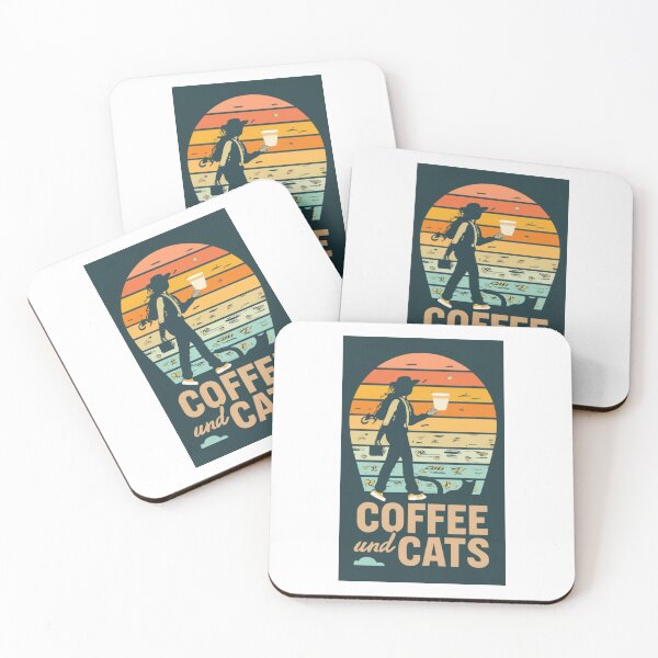 Item preview, retro sun woman coffee and cats v36 designed and sold by FenwickDesign99.