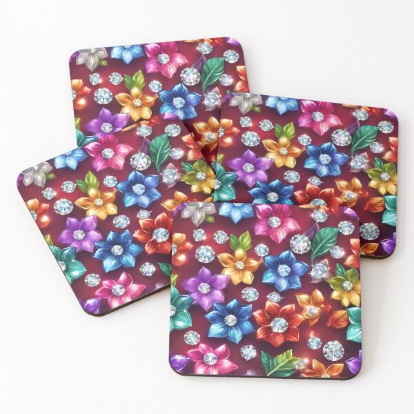 Item preview, Diamond flowers on a red background designed and sold by SweetRossel.