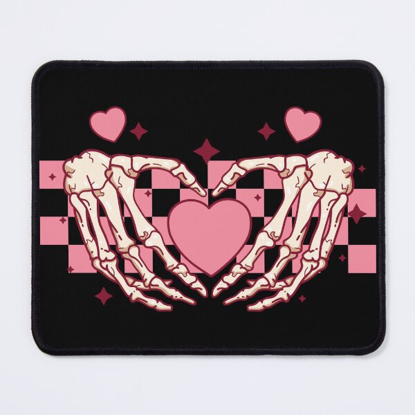 Item preview, Skeleton Love Heart Pink Checkerboard Valentines Day designed and sold by ArtMeetsPizza.