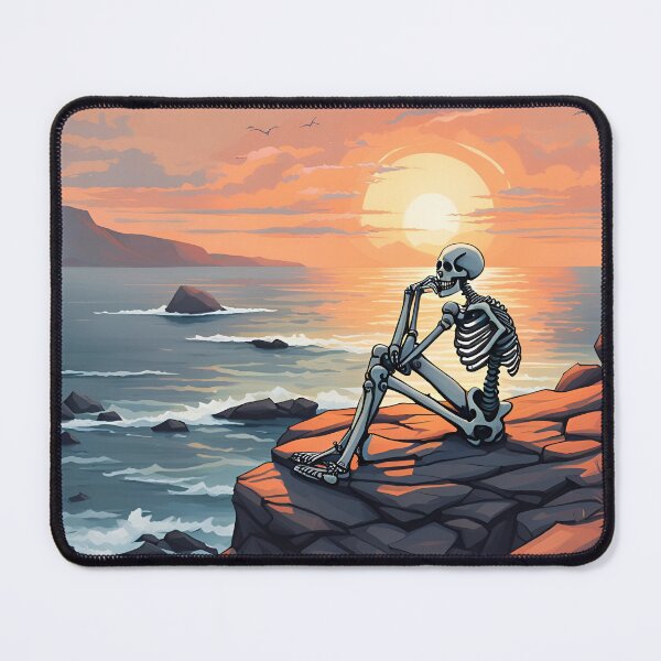 Item preview, Serene Sunset Solitude: Contemplative Preppy Skeleton Seascape designed and sold by simaso.