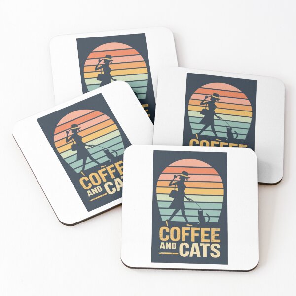 Item preview, vintage retro woman coffee and cats v38 designed and sold by FenwickDesign99.