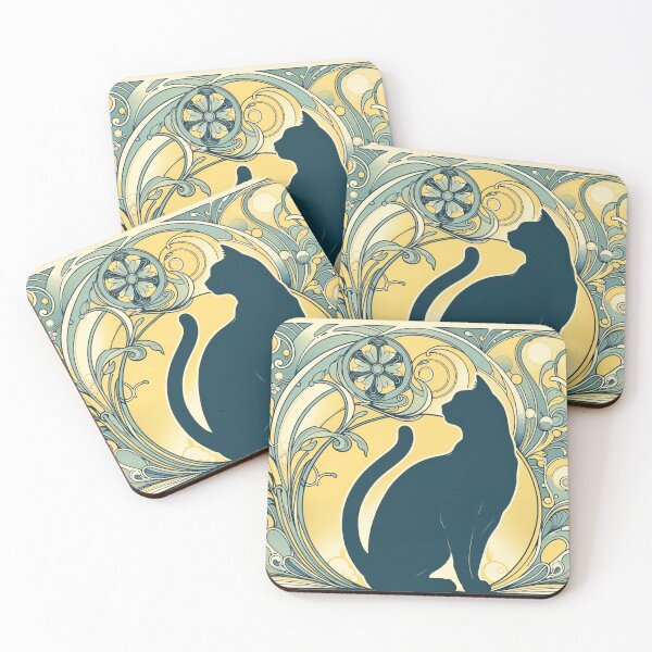 Item preview, Art nouveau cat designed and sold by ClumsyClouds.