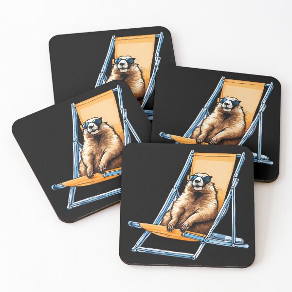 Item preview, Relaxed Marmot with Glasses on a Deckchair designed and sold by Aquillashop.
