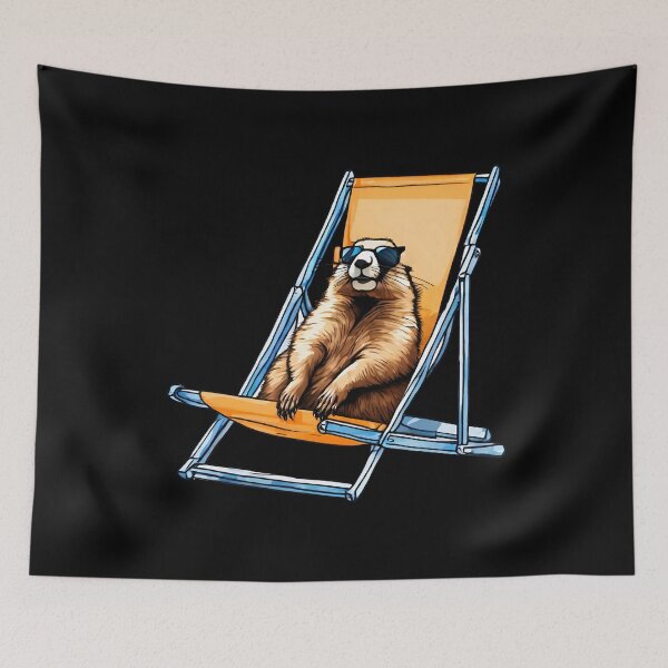 Item preview, Relaxed Marmot with Glasses on a Deckchair designed and sold by Aquillashop.
