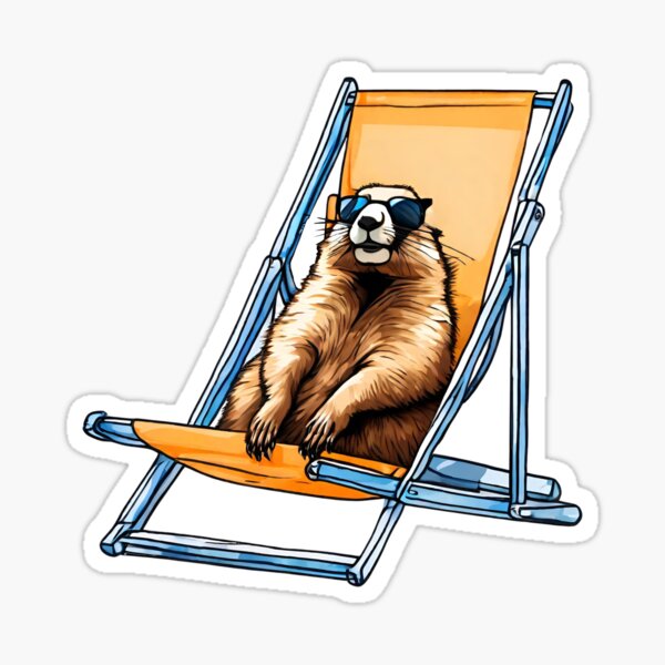 Aperçu de l'œuvre Marmotte détendue avec des lunettes sur un transat créée et vendue par Aquillashop.