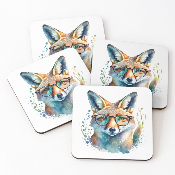 Item preview, Fox with glasses watercolor designed and sold by Motivburg.