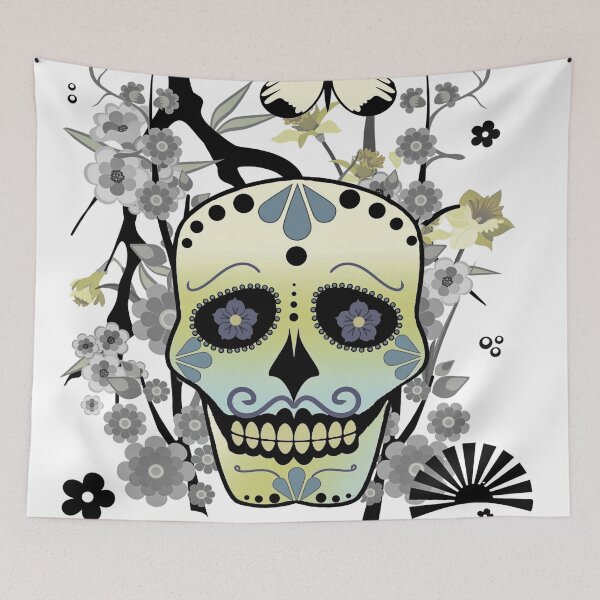 Item preview, SKULL WITH JAPANESE FLOWERS designed and sold by inarausch2023.