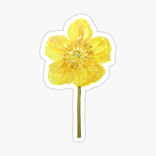 Yellow Buttercup Flower Stickers for Sale