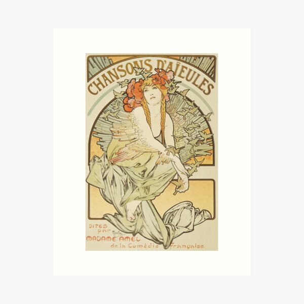 Aperçu de l'œuvre Chansons d'Aieules, d'Alphonse Mucha. HAUTE DÉFINITION créée et vendue par MINDTHECHERRY.