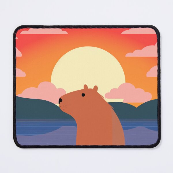 Item preview, A lone capybara is in front of the sunset designed and sold by KapybaraX.