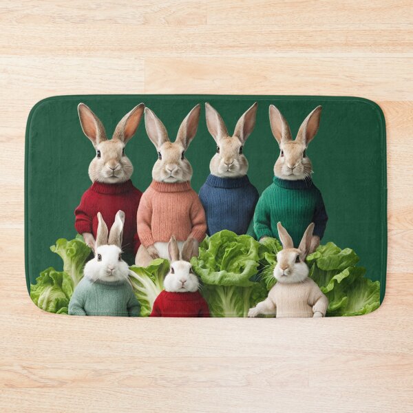 Item preview, The rabbit family of bunnies and lettuce designed and sold by MiowandMolly.