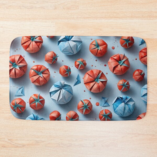 Item preview, Origami Tomatoes Pattern Red Blue designed and sold by ShaViArt.